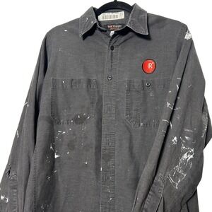 Vintage 90's Wrangler Workwear Long Sleeve‎ Button Up Shirt Dark Gray